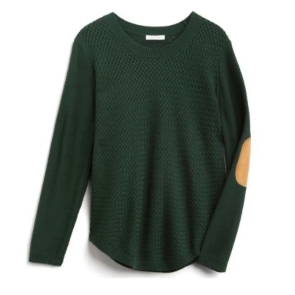 Lety Green Sweater with Tan Elbow Patch